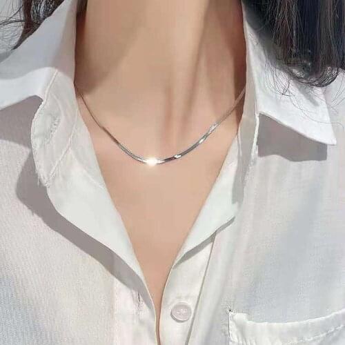 4mm Wide Stainless Steel Gold Silver Color 45/52CM Women Flat Snake Shape Blade Chain Choker Necklace Wholesale Free Shipping