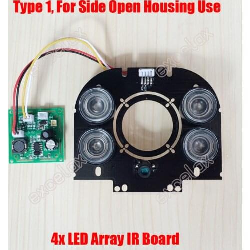 DIY 4pcs LED Array 42mil 850nm IR 10-100 Meters Square PCB Board Specialized for Side Door Open Waterproof CCTV Camera Housing