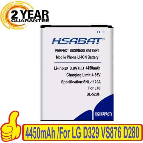 HSABAT 4450mAh BL-52UH Battery for LG L70 L65 D285 D320 D325 D329 VS876 D280 D320N Batteries
