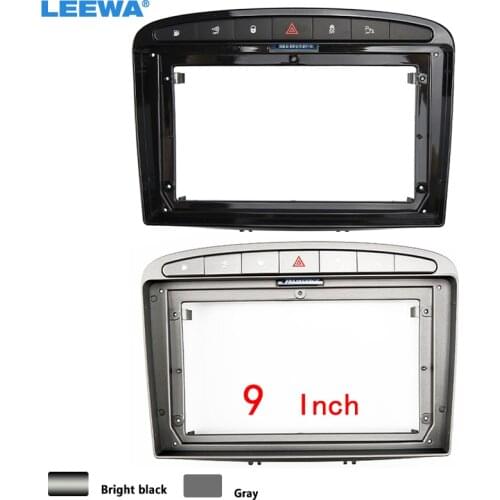 LEEWA Car 9 Inch Audio Face Plate Fascia Frame For Peugeot 308 408 07-13 2Din Big Screen Radio Stereo Panel Dash Mount Frame Kit
