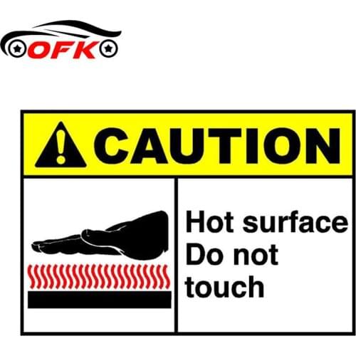 OFK Warning Caution Hot Surface Do Not Touch Car Sticker Vinyl Sunscreen Car Window Car Styling Accessories PVC 14cm*10cm