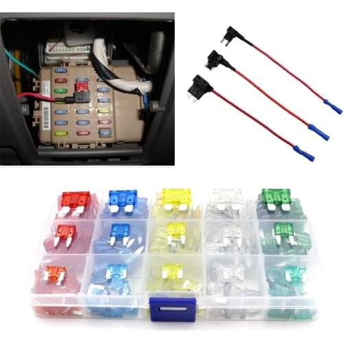 Car Motorcycle Circuit Mini/Low-profile mini/Standard ATO ATM Fuse 250Pcs/Box Fuse With 3Pcs Add-a-circuit Fuse Holder Adapter