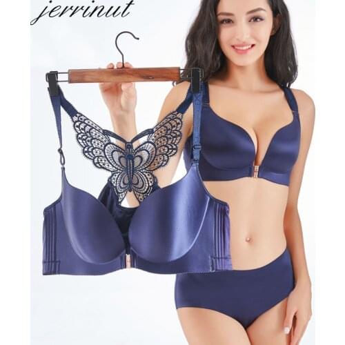 Jerrinut Seamless Lingerie Set Underwear Women Bra set Sexy Plus Size Bra And Panty Set Wire Free Breathable Push Up Bra