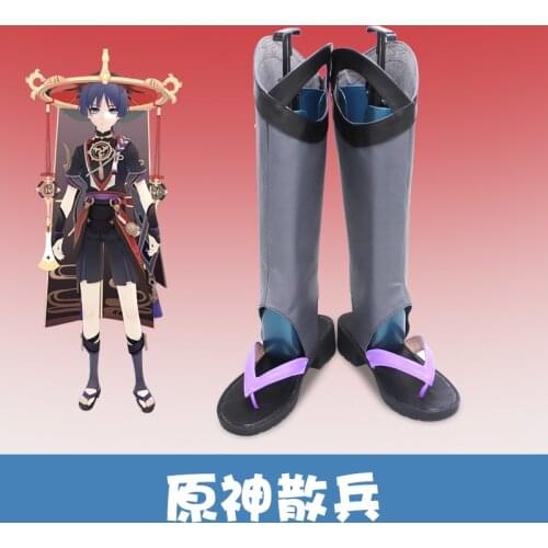 Game Genshin Impact Scaramouche Shoes Boots Cosplay Costume Genshin Impact Cosplay SanBing Costume Hat Scaramouche Cosplay Wigs