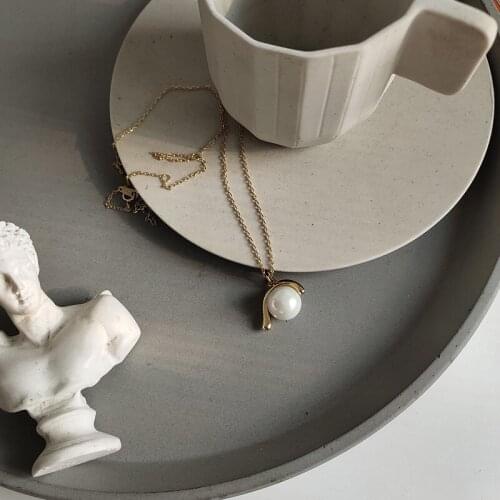 WTLTC 925 Sterling Sliver Shell Pearl Pendant Necklaces for Women Delicate Drop Single Necklace Charms Chains Choker Collier