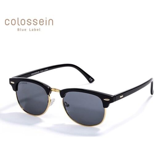 COLOSSEIN Polarized Round Sunglasses For Men Classic Fashion Retro Grey Red Colors Style Metal Sun Glasses UV400 Eyewear oculos