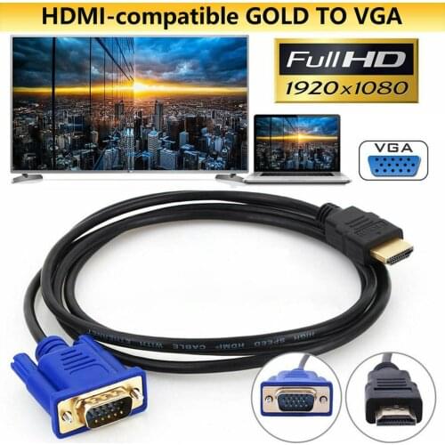 1/1.8/3/5M HDMI-compatible Cable HDMI-compatible To VGA HD With Audio Adapter Cable HDMI-compatible TO VGA Cable dropshipping