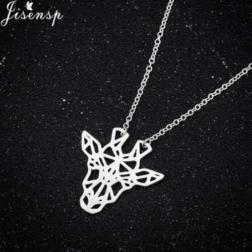 Jisensp Stainless Steel Necklace Simple Fashion Giraffe Pendant Necklace for Women Unique Giraffe Charm Necklace Jewelry Gift