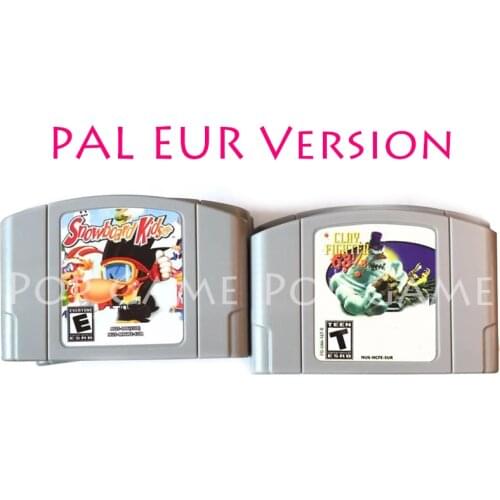64 Bit PAL Version Card for Snowboard Kids 1 2 Clay Fighter English Language