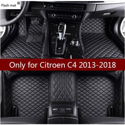 Flash mat leather car floor mats for Citroen C4 2013 2014 2015 2016 2017 2018 Custom foot Pads automobile carpet car covers