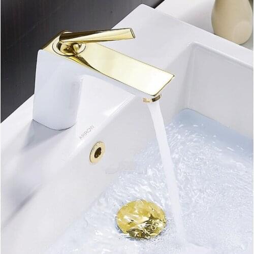 Basin Faucet Bathroom single lever Faucet Hot and Cold Brass Toilet Sink Faucet Water Crane Mixer gold white sink faucet