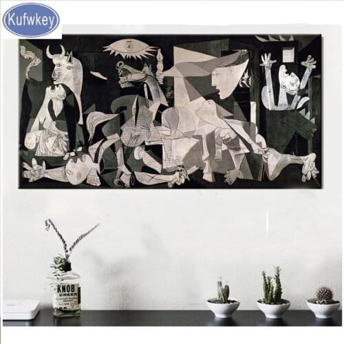 Kufwkey Large diamond painting,Spain,France,Picasso Classic Guernica 1937 Germany Figure Canvas diamond embroidery 120x60cm