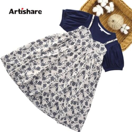 Big Girl Summer Dresses Floral Pattern Girl Child Dress Patchwork Child Dress Casual Style Clothes Girl 6 8 10 12 14
