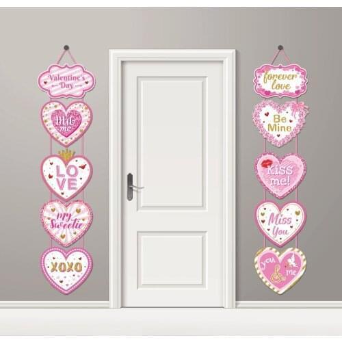 Sweetheart Hanging Banner Be Mine Kiss Me Door Couplet Decoration Happy Valentines Day Party Decorations XXOO Party Supplies