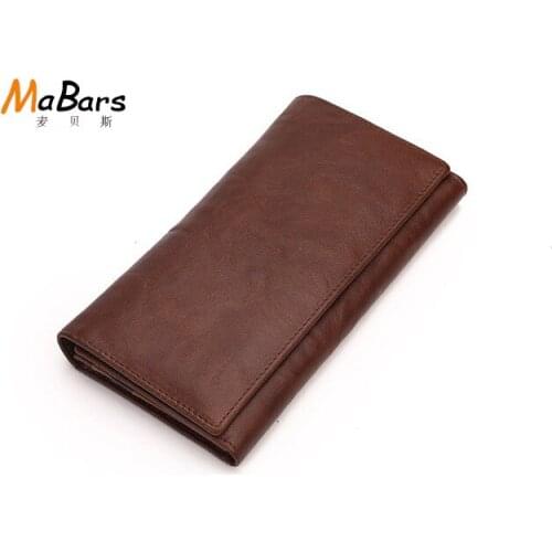 Genuine Leather Solid Coffee Clutch Carteras Long Men Wallet dollar price Mens Vintage Wallets