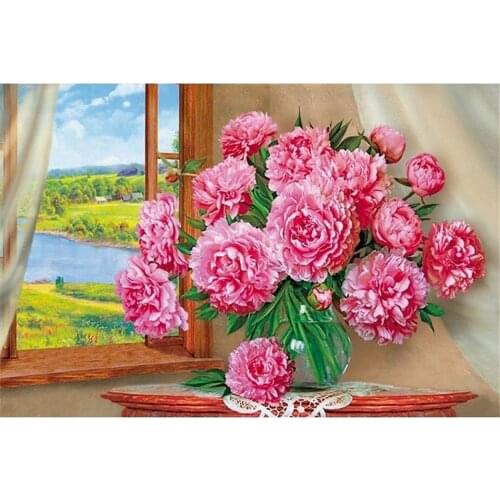 Flower And Woman DIY 11CT Cross Stitch Embroidery Kits Craft Needlework Set Cotton Thread Printed Canvas Home Room