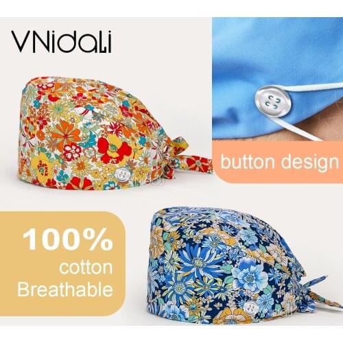 Wholesale printed Medical scrubs cap Print Doctors Men and Women Medical Nurse Operating Room Caps pet Vet surgery cap Work Hat