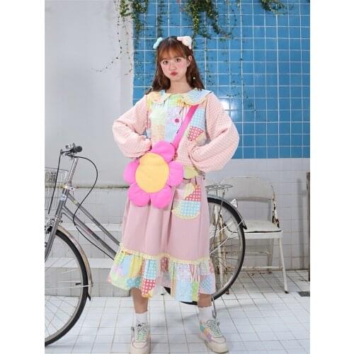 Autumn New Lolita Set Top Skirt Bag Navy Collar Kawaii Suit Two Piece Dress Set Japanese Sweet Lovely Fairy Mori Girls Anime Cos