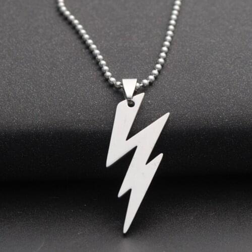 Stainless Steel Flash Lightning Symbol Sign Necklace Movie Character Superhero Sign Natural Weather Lightning Necklace