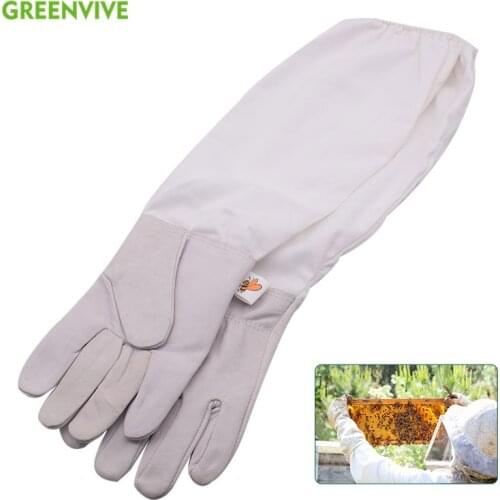 Apicultura Bee Gloves Beekeeping Gloves For Beekeeper Professional Protective Cotton Sleeves Work Sheepskin Leather