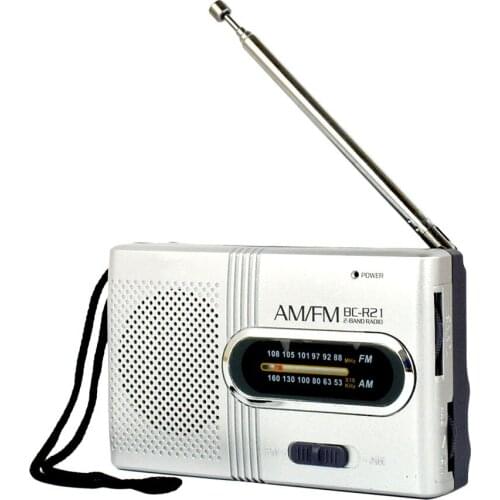 Mini Portable Radio Handheld Dual Band AM FM Music Player Speaker with Telescopic Antenna Outdoor Radio Stereo