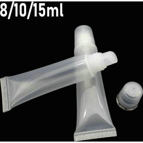 10pcs 8/10/15ml Empty Lipstick Tube Lip Balm Soft Tube Makeup Squeeze Clear Lip Gloss Container Refillable Bottles Travel Bottle
