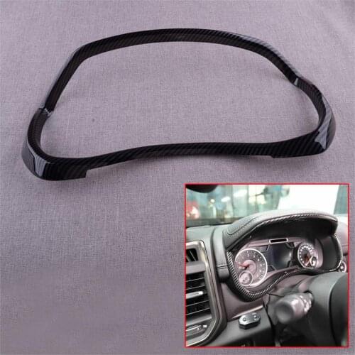 CITALL Car Interior Dashboard Meter Frame Cover Trim Plastic Fit For Dodge Ram 1500 2019 2020 Carbon Fiber Style
