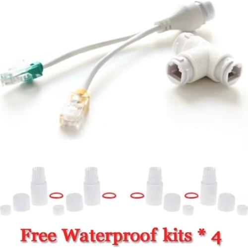 POE Splitter 2-in-1 network cable connector three-way RJ45 connector head for security cameras install