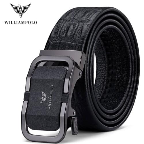 Williampolo Men Luxury Brand Belts Automatic Metal Buckle High Quality Business Male Genuine Leather Vintage Belts Cowskin Strap