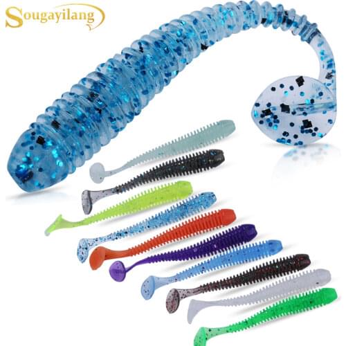 Sougayilang 5PCS/10PCS Soft Lure 5cm 0.6g Lifelike Artificial Baits Wobblers Soft Lures Carp Silicone Fishing Soft Baits