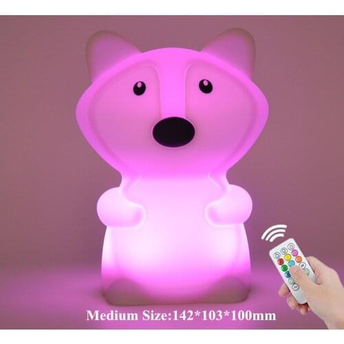 Bear Dog Monkey Fox LED Night Light Touch Sensor Remote Control RGB Timer USB Rechargeable Silicone Animal Lamp for Children