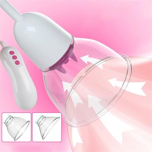 Vacuum Pump Breast Massage Vibrator Clitoris Nipple Tongue Licking Stimulator Breast Pussy Pump Sucking Masturbator Sex Toys