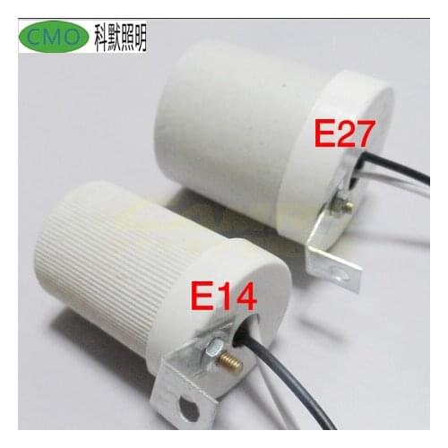 High temperature ceramic lamp holder E14 E27 screw mouth ceiling lamp conversion lamp holder 7 word foot lamp with 20cm line