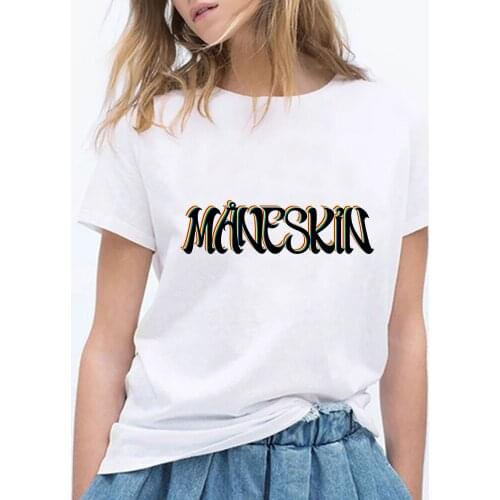 2021 Maneskin Letter Women T-shirt Print Short Sleeve Tops Unisex Casual Clothes Funny Streetwear Fashion Summer Graffiti Style