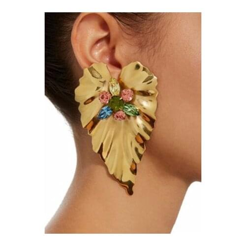 Leaf Big Earrings for Women Gold Color Statement Earrings 2020 large vintage drop Earrings party Fashion Jewelry wholesale