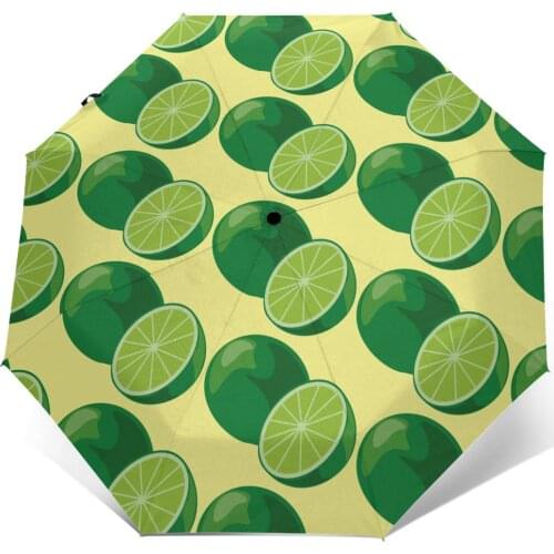 Sunny Umbrella Lime Pattern Automatic folding portable men women umbrella Sunscreen rain Windproof beach parasol