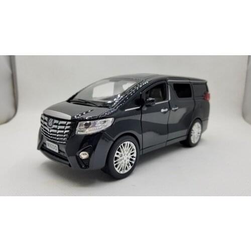 1:24 Diecast Model for Toyota Alphard VELLFIRE Black MPV Pullback Music Flash Light Alloy Toy Miniature Collection Gifts