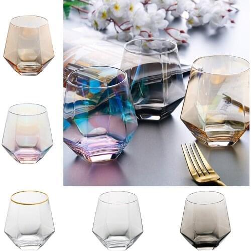 1Pcs Couple Glasses Cup Geometry Whiskey Diamond Crystal Glass Water Cup Rim Transparent Coffee Milk Tea Mug Home Bar Drinkware