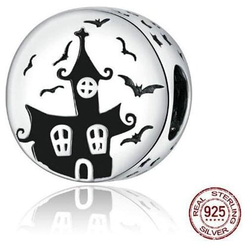 2020 New 925 Sterling Silver Original Charm Ghost Castle CZ Oxidized platinum for Brand Jewelry Make for women Girl Dropshipping