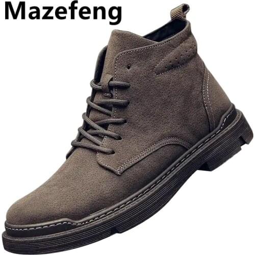 2021 Men Winter Boots Flock Leather Boots Men Autumn Winter Snow Casual Shoes Men Outdoor Light Ankle Antislip Warm Zapatos