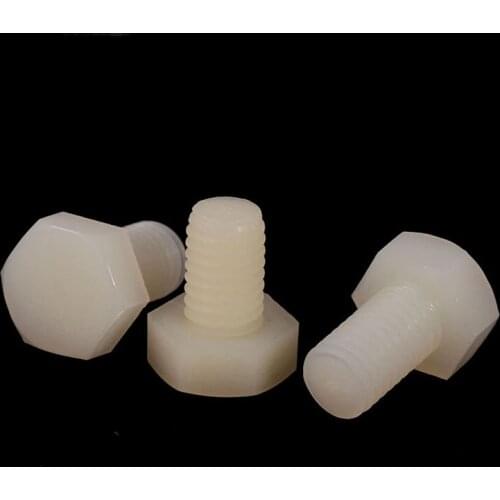 20PCS-M3 DIN933 Plastic Screws, Nylon Hex Bolts, Insulated Plastic Screws, Hex Screws M3*6/8/10/12/15/20mm
