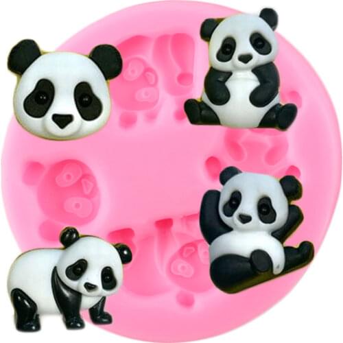 3D Cute Panda Silicone Molds Chocolate Candy Mold DIY Bear Cupcake Topper Fondant Cake Decorating Tools Soap Resin Clay Moulds
