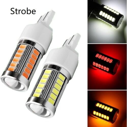 4PCS T20 7443 W21/5W 33 SMD 5630 Led Car Brake Bulb Rear Fog Lamp 33SMD 5730 LED Auto Driving Light White Red Amber DC12V