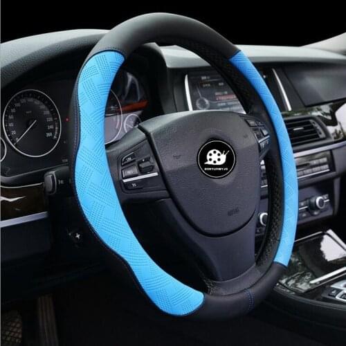 6Colors Embossed Car Steering Wheel Cover Leather Size 38cm For VW Skoda Chevrolet Ford Nissan etc
