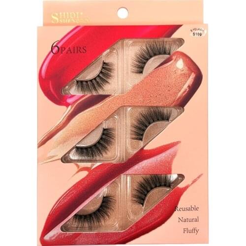 6 pairs 3d mink hair eyelashes thick false eyelashes natural hair volume eyelashes makeup lashes dramatic lashes