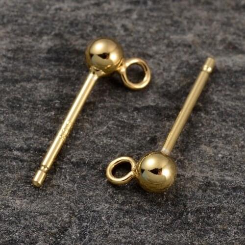 2019 hot new Wholesale Silver Ear Nail Accessories Beans With Ring Earrings Needle Gold Diy Jewelry Accessories