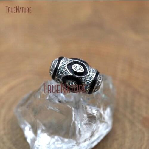 10Pcs Findings Beads Clear Cz Micro Inserts Evil Eye Silver Finish Barrel Beads Jewelry Findings Beads Outlet 10x16mm BE8449