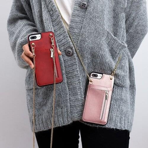 For Huawei P30 PRO MATE 20 Lite Crossbody Phone Case Strap Chain Shoulder Bag Cover Card Zipper Pocket PU Leather Wallet Case