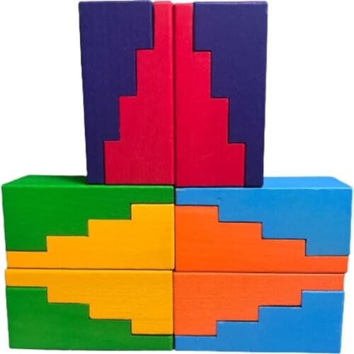 Wooden Rainbow Stairs Wood Blocks Colored Geometry Block Nordic Wood Toys Kids Creative Wooden Jenga Montessori Educational Toys