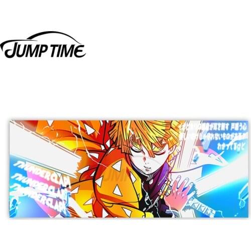 JumpTime 13 x 5.5cm Zenitsu THUNDERCLAP Slap Vinyl Car Wrap Decal Funny Car Stickers Car Body Motorcycle Sunscreen 3D Decoration